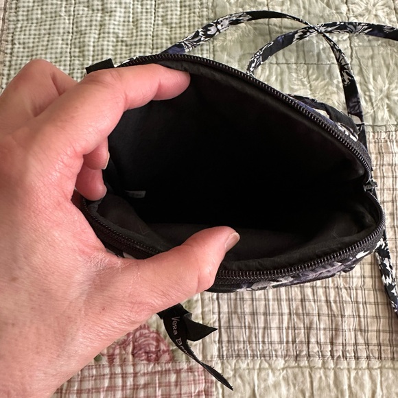 Vera Bradley Mini Hipster Black and Purple Floral Crossbody Bag - Picture 6 of 10